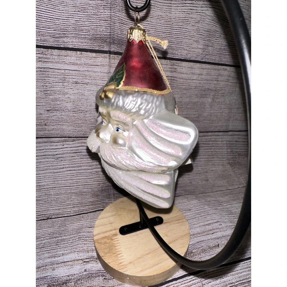 Kurt S. Adler Ornament Santa Claus Star Face Polonaise Glass Seasonal Decoration